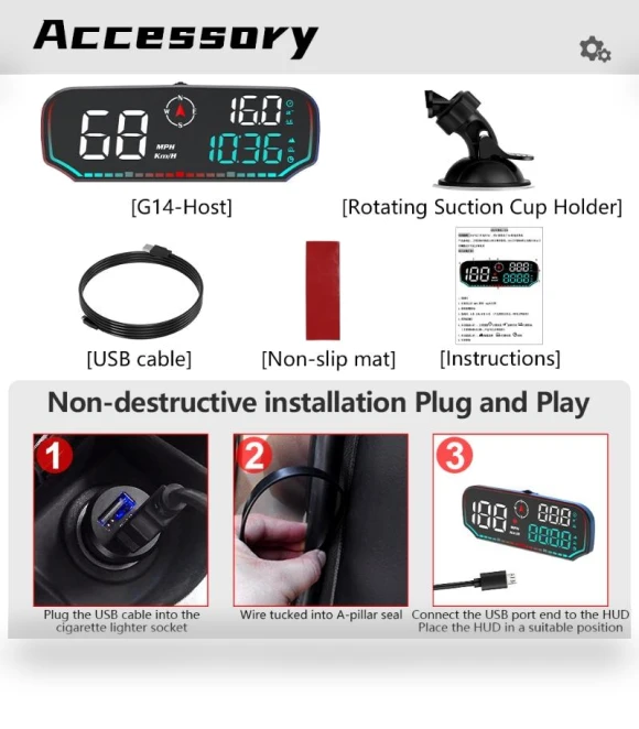 Upgraded Car Head Up Display GPS Smart Auto HUD Digital Speedometer — Car Accessories & Gadgets, IKEA Supermarket