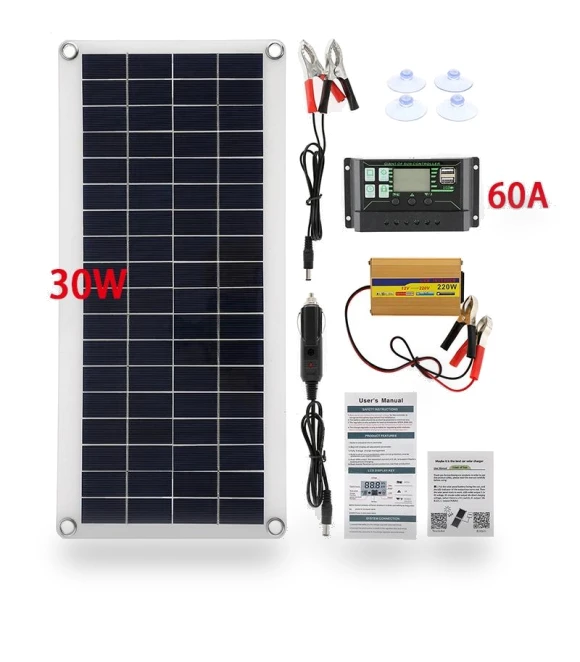 30W Solar Panel Power System with 1000W Inverter and USB Controller — Power Inverters, Stone Home
