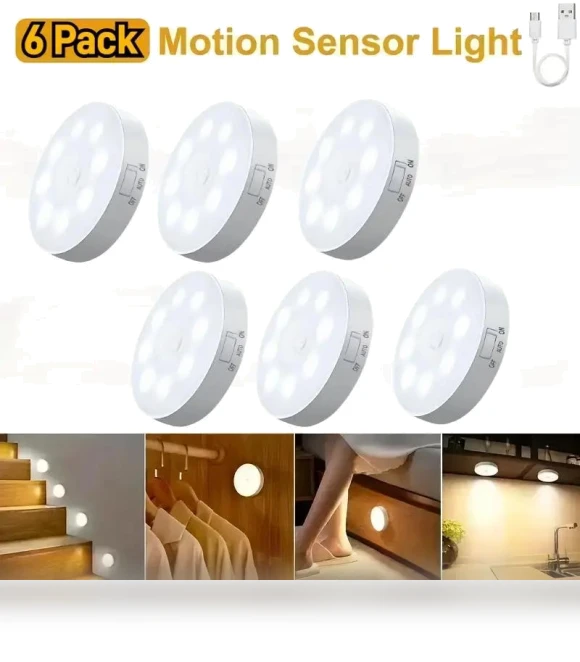USB Rechargeable LED Cabinet Lights with Motion Sensor — Under-Cabinet Mounts, Build My Home