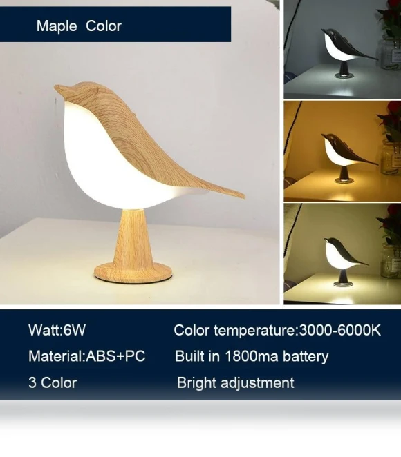 3 Color LED Lamp Small Cordless Magpie Shape Touch Sensor Aroma Diffuser Atmosphere Light — Creative Lighting Solutions, AE Selection