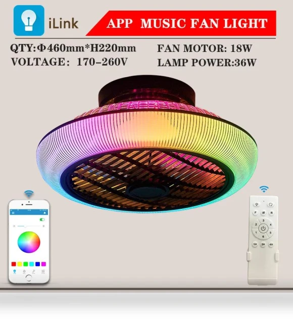Ceiling Fan with LED Lighting and Remote Control — Ceiling Fans, Rainbow Rain