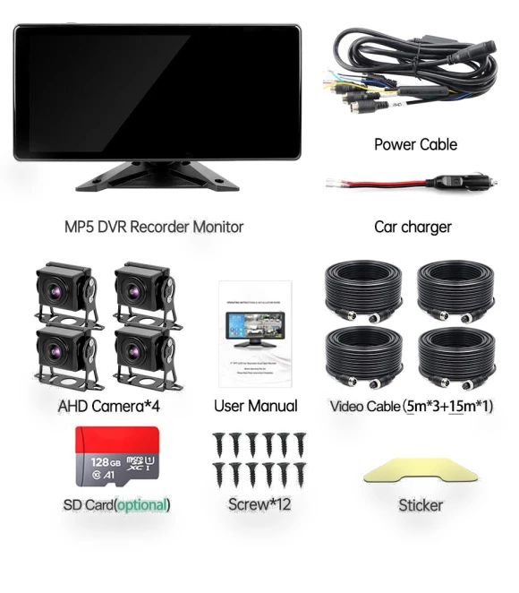 10.36-inch 4-Channel Touch Screen Car MP4 DVR Recorder Monitor — Security Video Recorders, JOHO - CarGear