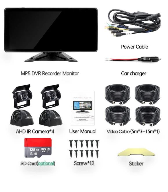 10.36-inch 4-Channel Touch Screen Monitor — Rearview Safety Systems, GreenYi