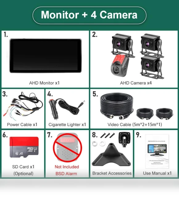 10.36-inch 4-channel touch screen smart blind spot radar BSD alarm DVR recorder monitor — Rearview Safety Systems, JOHO