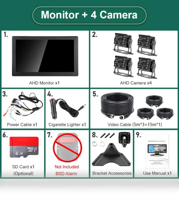 10-inch Touch Screen 4CH Smart BSD Alarm System — Car Accessories & Gadgets, JOHO