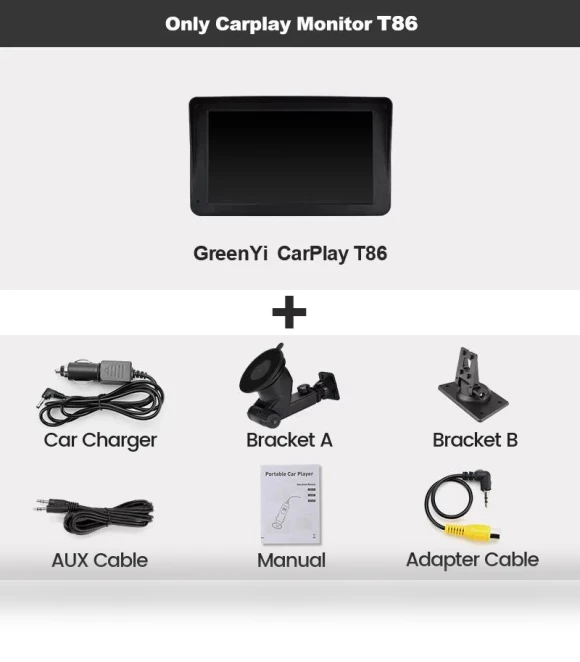 7-inch Touch Screen WiFi Wireless Apple Carplay and Android Auto Car Multimedia Monitor with AHD 1080P Rear View Camera — Stereo Receivers, JOHO - CarGear