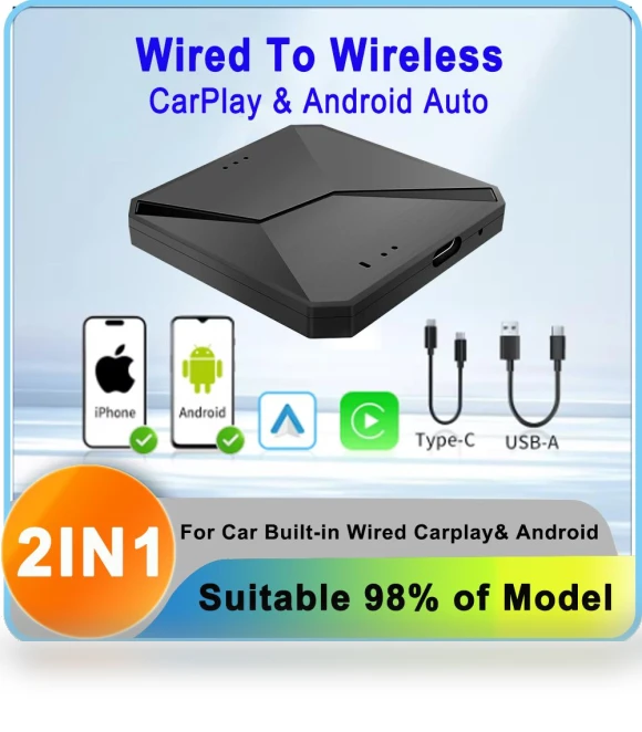Wireless Android Auto & Carplay AI Box — Stereo Receivers, AE Selection