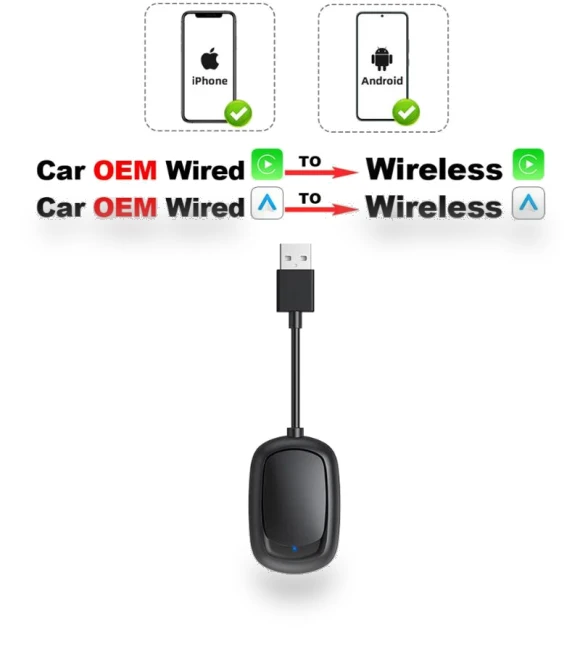 Wireless Android Auto CarPlay Adapter — Navigation & GPS Accessories, Auto Launcher