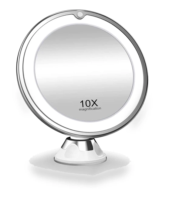 10x Magnifying Mirror with LED Lighting — Handheld, Light makeup
