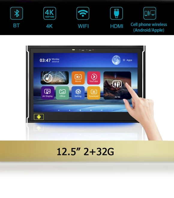 12.5-inch WIFI Android Headrest Display — Stereo Receivers, JOHO - CarGear