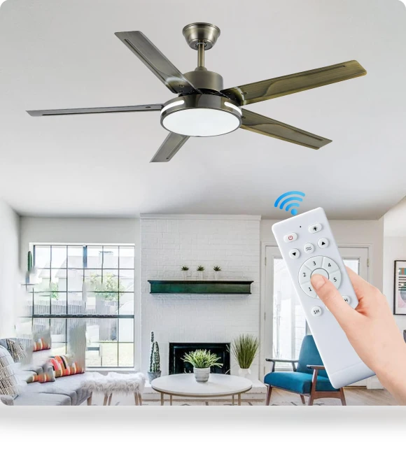 Ceiling Fan with Remote Control and LED Light — Ceiling Fans, Luminaire Lighting Mall