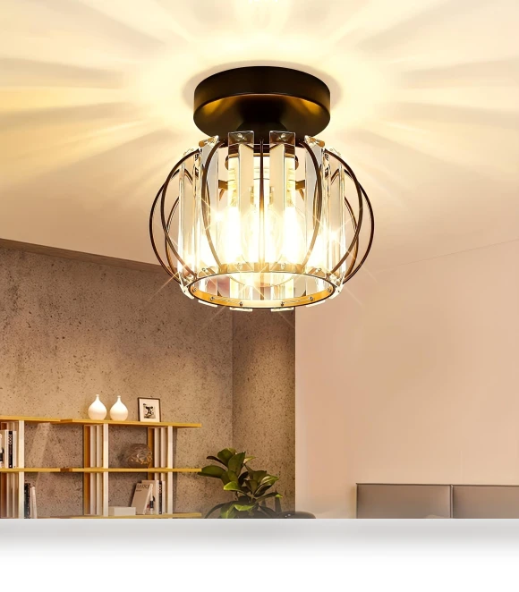 Modern Ceiling Light with Touch Control and Polished Crystal Shade — Overhead Lighting, Comfort Homeware