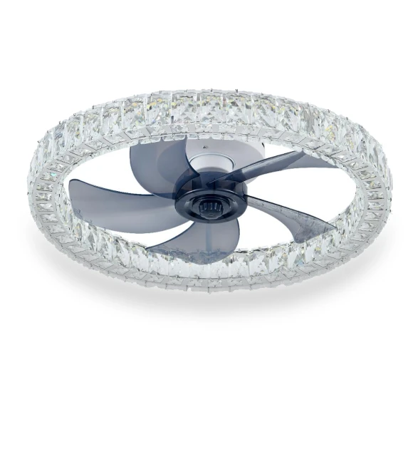 Modern Crystal LED Ceiling Fan with Light — Overhead Lighting, Home Textile Home Decoration
