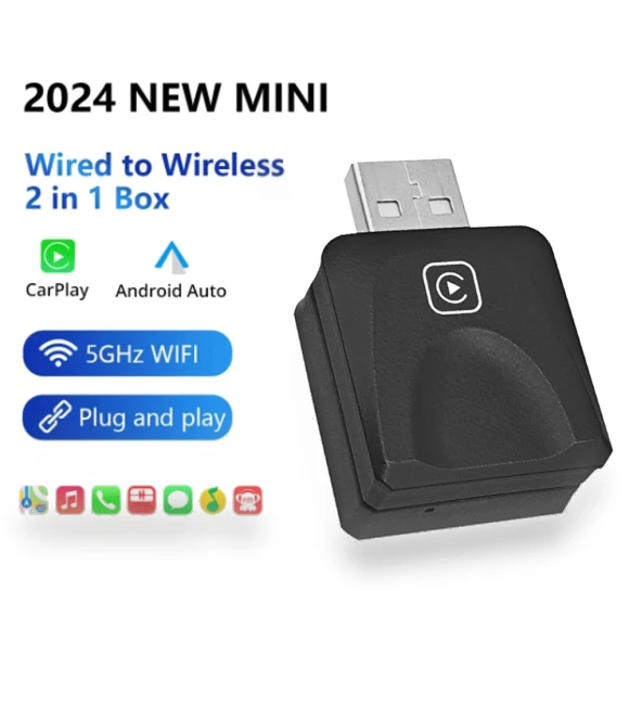 Wireless CarPlay Android Auto Adapter Smart Mini Box — Stereo Receivers, Auto Home Solutions