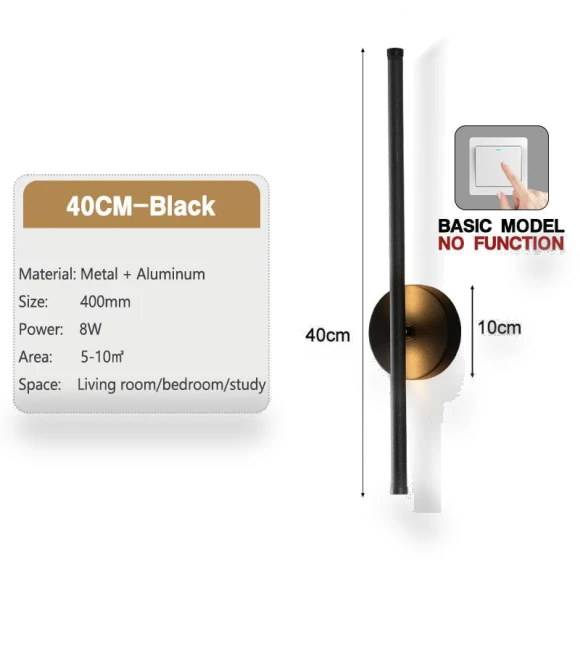 360° Rotating Touch Switch Dimmable LED Wall Light — Overhead Lighting, AE Selection