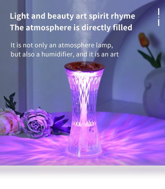 Glass Design Touch Crystal 7-Color Ambient Light Humidifier — Overhead Lighting, TrendyFinds
