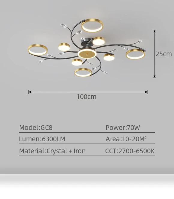 Luxury LED Ceiling Chandelier with Smooth Brightness Adjustment — Overhead Lighting, Seahorse Home