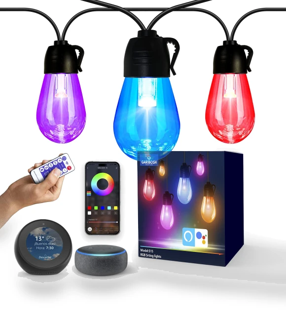 Outdoor Smart RGB Christmas Lights — Outdoor String Lights, Rainbow Rain