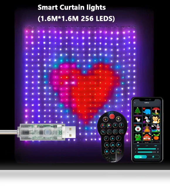 Smart LED Curtain Lights with Bluetooth App Control — String Lights, AE Selection