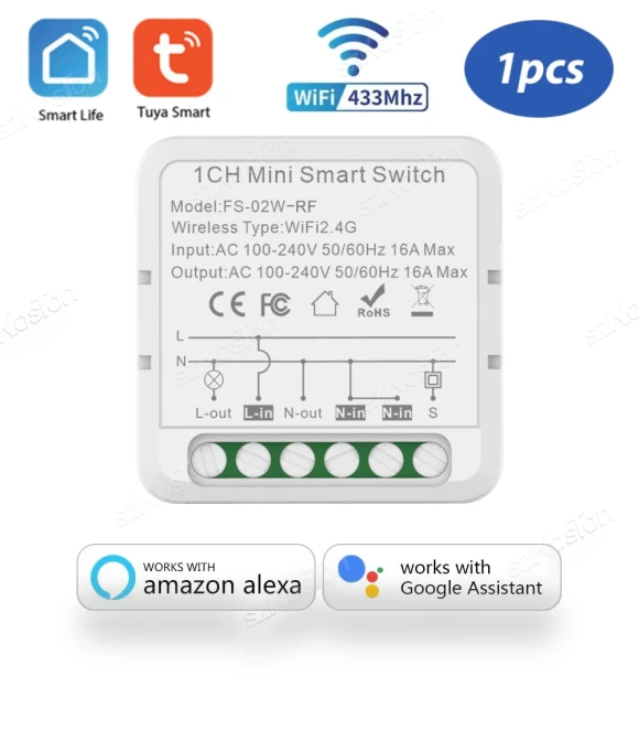WiFi Smart Switch 16A Mini Breaker Relay — Smart Home Hubs & Controllers, Super Dream Home