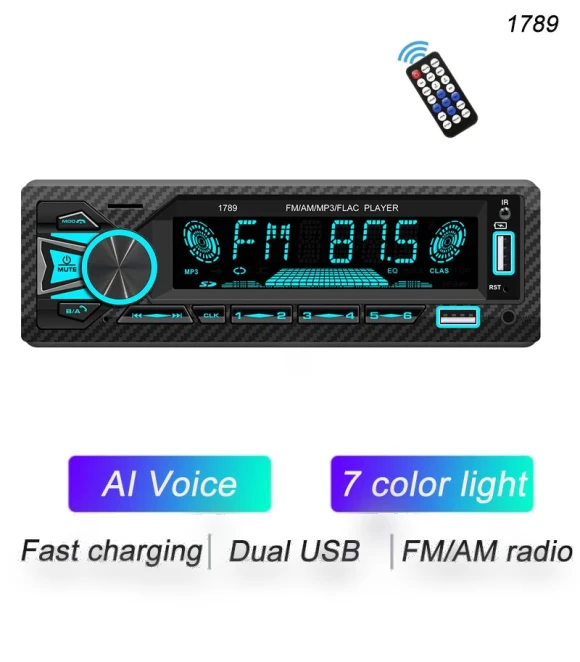 1 Din Car Stereo with MP3, FM, Dual BT, AM, USB, RDS, AUX, TF, AI Voice Support, Fast Charging, Remote Control, 7 Color... — Phone Accessories, Auto Launcher