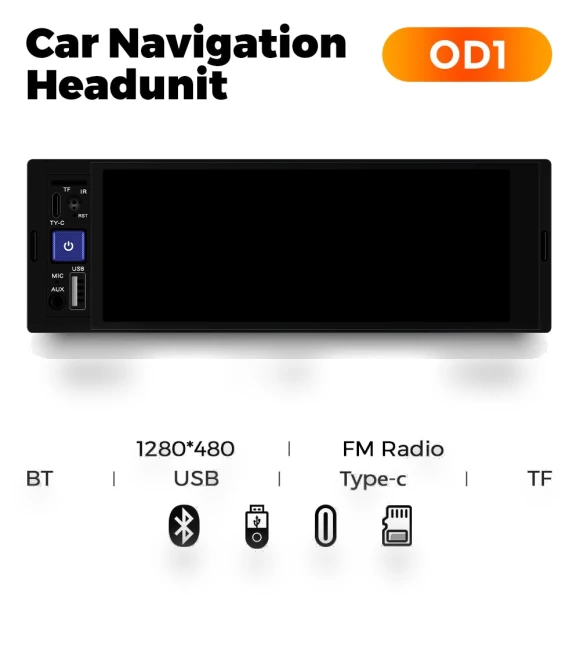 1 Din Wireless Carplay Android Auto 6.86 HD Touch Screen Monitor — Stereo Receivers, Auto Launcher