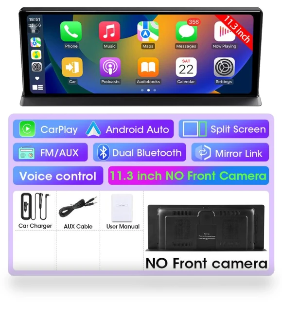 11.3-inch 4K Dash Cam with Wireless Carplay and Android Auto — Dashboard Cameras, Auto Accessories Home