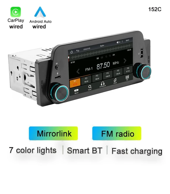 1din 5 HD Touchscreen Android Auto Carplay MP5 Player — Stereo Receivers, Auto Launcher