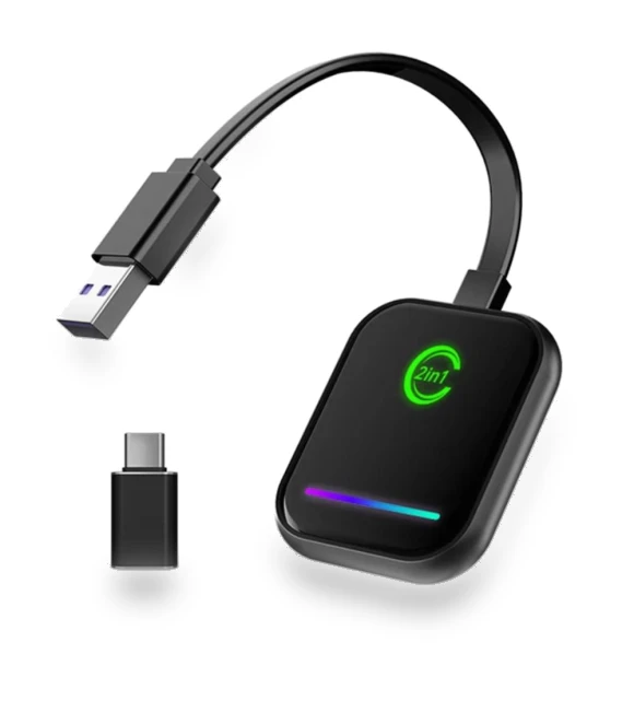 2 in 1 Wireless CarPlay BT5.0 Smart Box WiFi Android Auto Dongle — USB, Auto Accessories Home