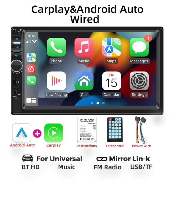 7" Carplay Android Auto 2 Din Touchscreen Car Stereo — Stereo Receivers, Auto Launcher
