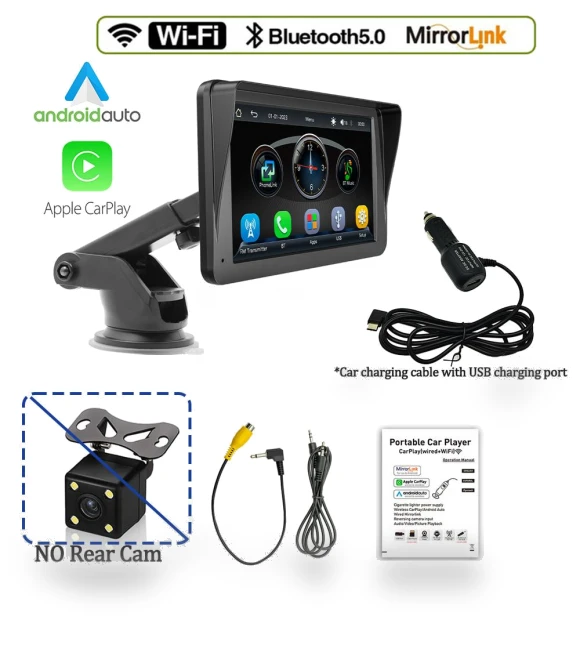 7-inch Portable Touch Screen Wireless CarPlay Android Auto Bluetooth 5.0 Car Radio — Stereo Receivers, Auto Accessories Home