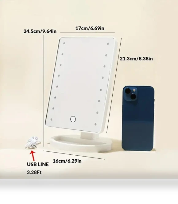 Makeup Mirror with LED Lighting — Compact & Travel, Light makeup