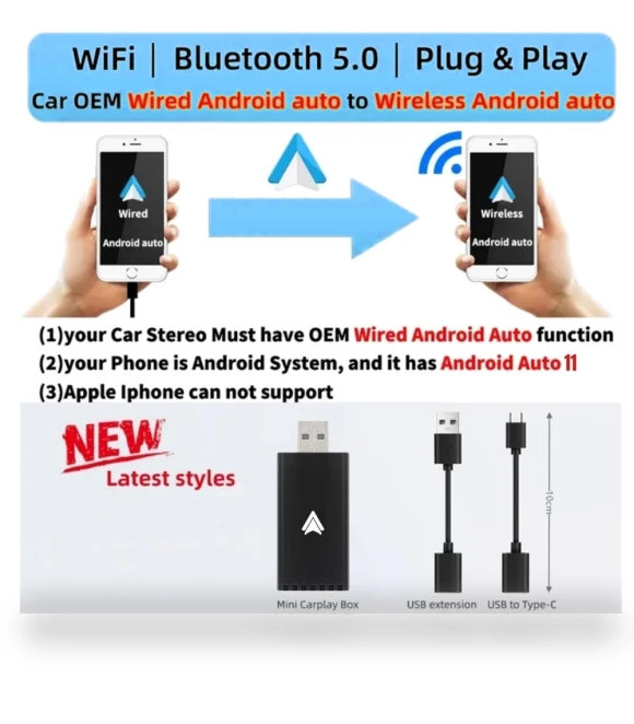 Wireless Android Auto Adapter — Phone Accessories, Auto Accessories Home