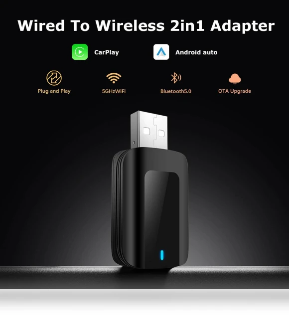 Wireless CarPlay 2-in-1 Android Auto Adapter — Phone Accessories, Auto Launcher