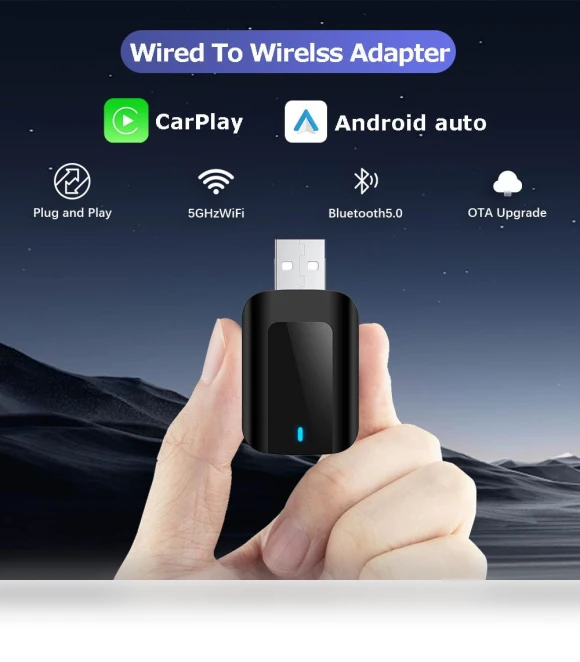 Wireless CarPlay 2-in-1 Android Auto Adapter — Stereo Receivers, Auto Launcher