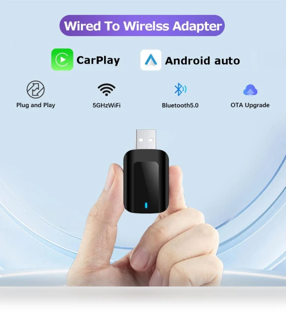 Wireless Carplay 2-in-1 Android Auto Smart Dongle — Stereo Receivers, Auto Launcher