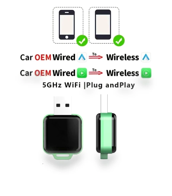 Wireless CarPlay Adapter 2-in-1 for Apple iPhone and Android — Phone Accessories, Auto Launcher