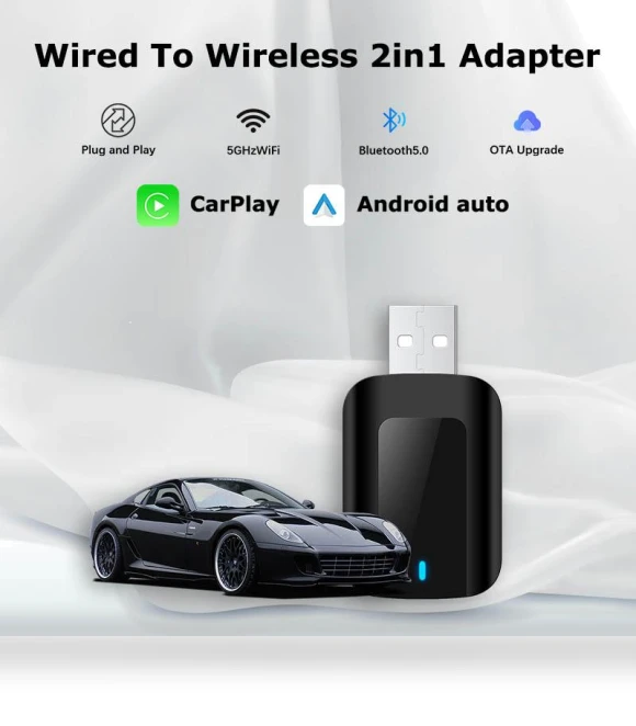 Wireless CarPlay and Android Auto Smart Dongle — Car Essentials, Auto Launcher