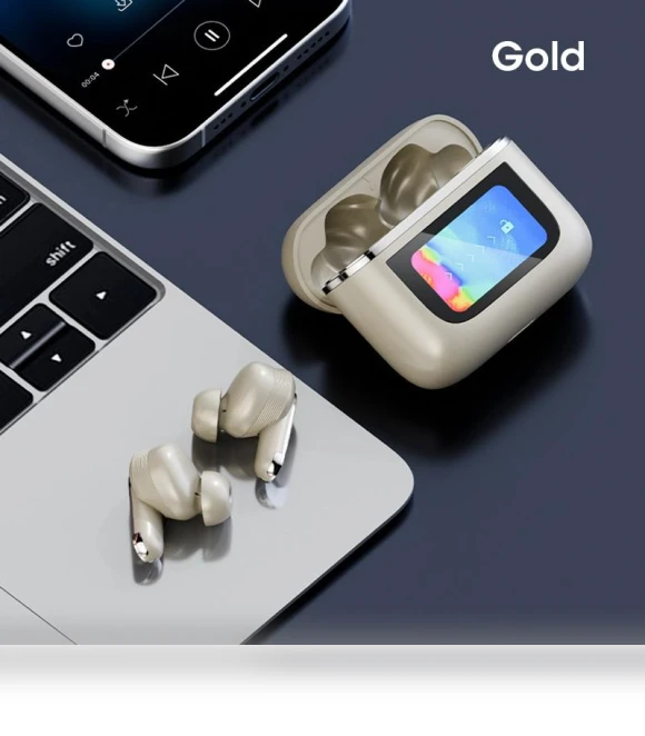 Wireless Earbuds with Color LED Display and Touch Noise Cancellation — In-Ear Headphones, Plus-size underwear Home