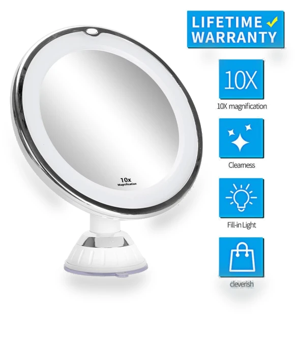 10X Magnifying Mirror with LED Lighting — Handheld, JOHO - CarGear