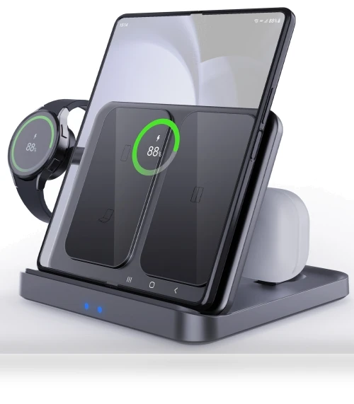 3-in-1 Wireless Charging Station for Samsung Galaxy Z Fold, Earphones & Smart Watches — Chargers, Samsung