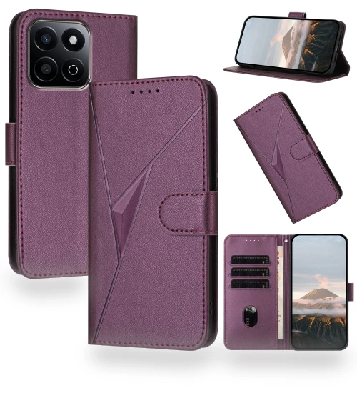 Triangle Pattern Buckle Clasp Leather Phone Case for Honor 200 Smart 5G — Phone Accessories, Honor