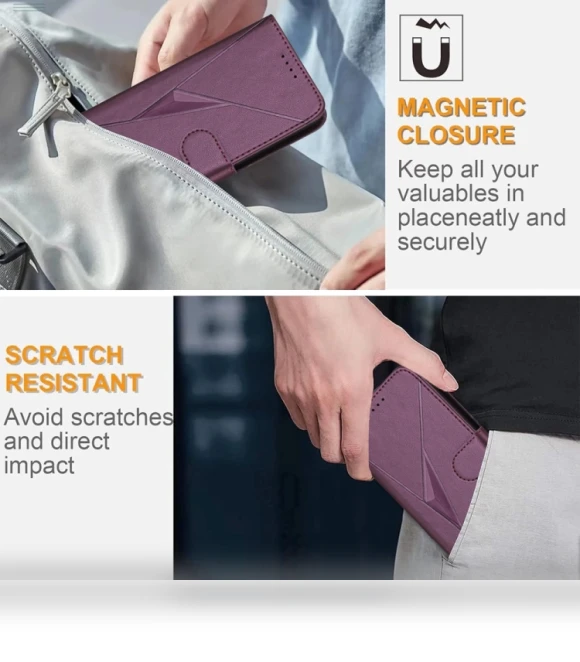 Triangle Pattern Buckle Clasp Leather Phone Case for Honor 200 Smart 5G — Phone Accessories, Honor