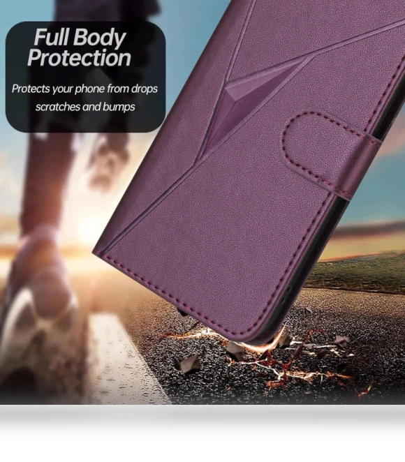 Triangle Pattern Buckle Clasp Leather Phone Case for Honor 200 Smart 5G — Phone Accessories, Honor