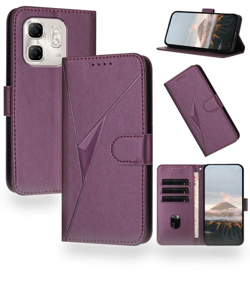 Triangle Pattern Buckle Clasp Leather Phone Case — Flip Cases, Infinix