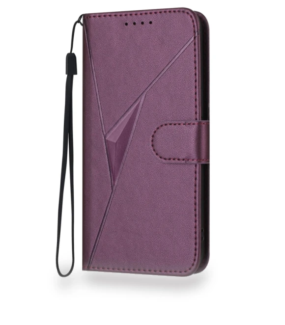 Triangle Pattern Buckle Clasp Leather Phone Case — Flip Cases, Infinix