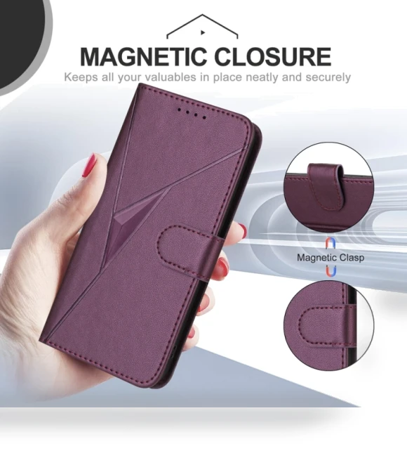 Triangle Pattern Buckle Clasp Leather Phone Case — Flip Cases, Infinix