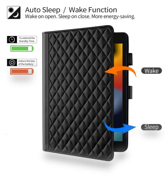 Rhombus Lattice Leather Smart Tablet Case for iPad 10.2/10.5 — Keyboard Cases