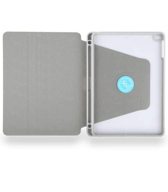 Acrylic TPU 3-folding Rotating Smart Tablet Leather Case with Pen Slot — Keyboard Cases, GEBEI
