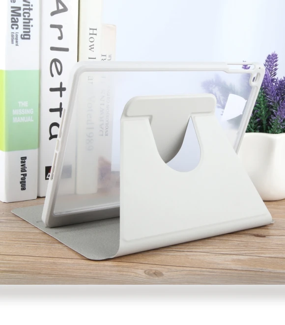 Acrylic TPU 3-folding Rotating Smart Tablet Leather Case with Pen Slot — Keyboard Cases, GEBEI